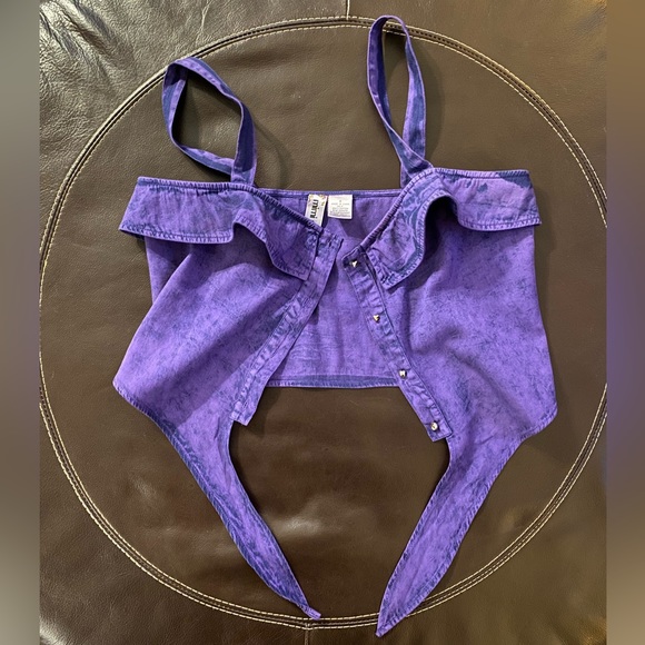NWT🌺Mimi Chica Tie-Front Crop Top Size S Color Purple - Picture 3 of 9